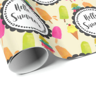 Papel De Regalo Hola Popsicles de verano y Crema de Hielo
