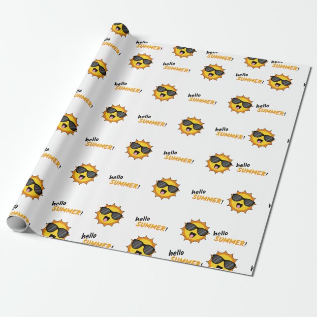 Papel De Regalo Hola Sol de verano con gafas de sol (Desenrollado)