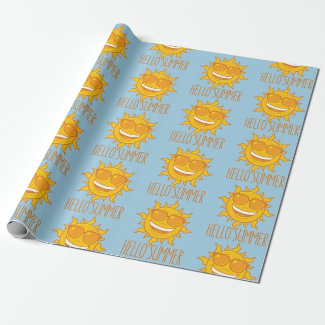 Papel De Regalo Hola Sol de verano con gafas de sol (Desenrollado)