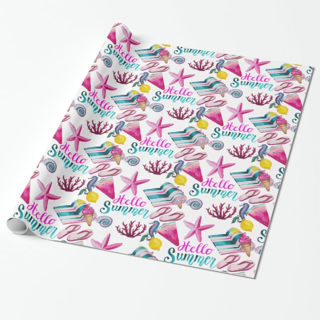 Papel De Regalo Hola Summer Beach Thunder-Cove (Desenrollado)