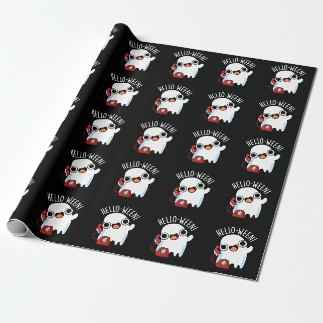 Papel De Regalo Hola-ween Gracioso Fantasma Chiste Oscuro BG (Desenrollado)