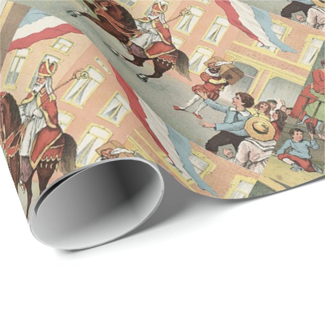 Papel De Regalo Holandés Sinterklaas del día del St. Nick en (Esquina del rollo)