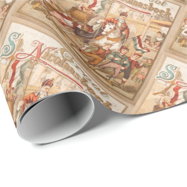 Papel De Regalo Holandés Sinterklaas del día del St. Nick en (Esquina del rollo)
