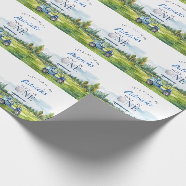 Papel De Regalo Hole In One Golf 1st Birthday  (Esquina)