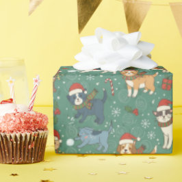Papel De Regalo Holiday Cats & Dogs Christmas Wrapping Paper