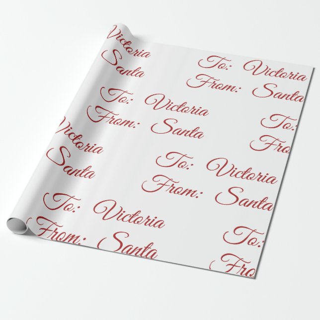 Papel De Regalo Holiday Christmas To And From Santa Personalized  (Desenrollado)
