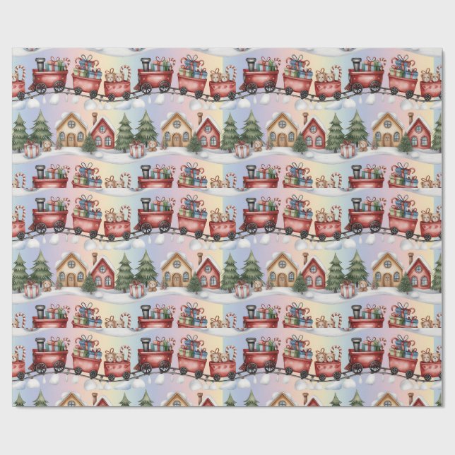 Papel de regalo Holiday Express – Pueblo de Navida (Superficie plana)