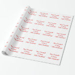 Papel De Regalo Holiday Red Font Merry Christmas Wiers<br><div class="desc">Holiday Red Font Merry Christmas Wiers</div>