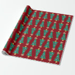 Papel De Regalo Holiday Tree Wrapping Paper<br><div class="desc">Original tree art made by hand out of paper,  this reprinted motif is easy to customize with your choice of background colors.</div>