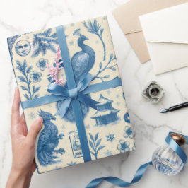 Papel De Regalo Holiday & Winter Mahjong Toile Wrapping Paper