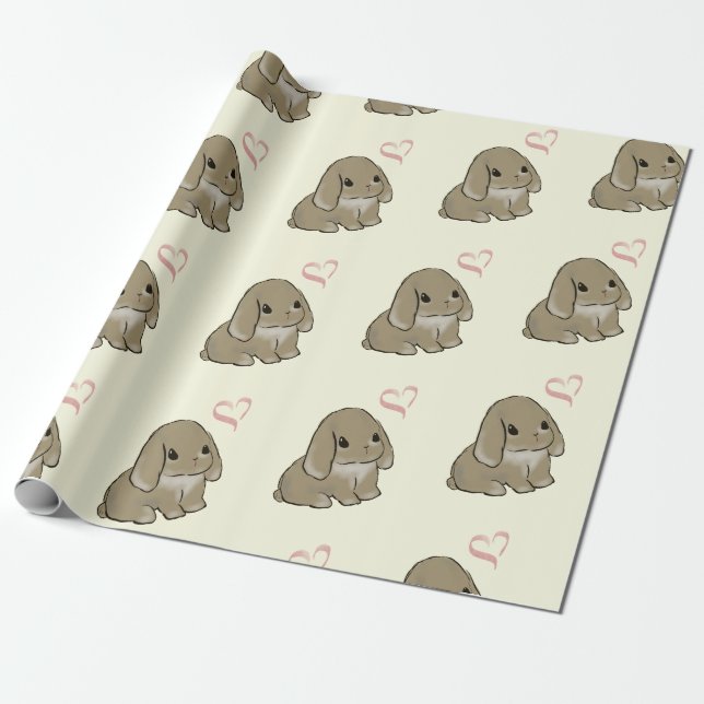 Papel De Regalo Holland lop with heart yellow  (Desenrollado)