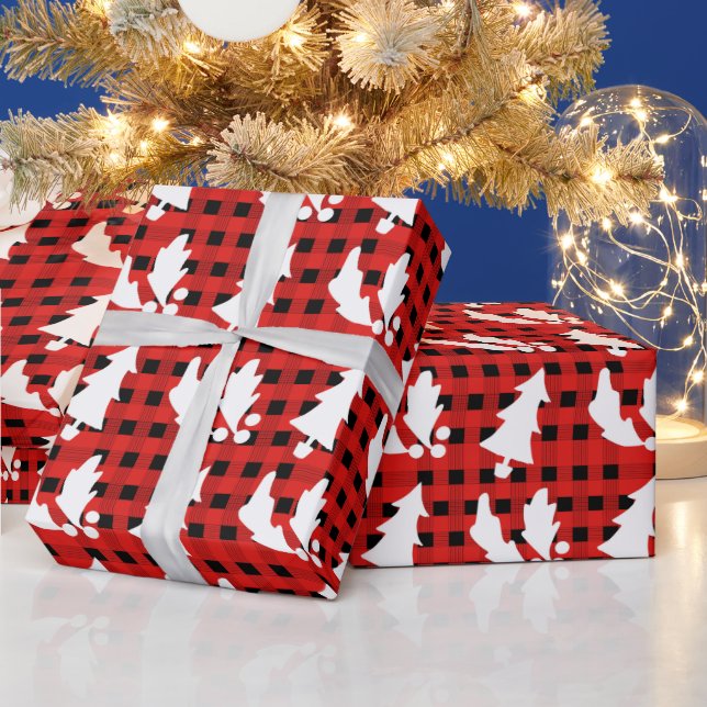 Papel De Regalo Holly, árbol de navidad rojo y plaudido deja a Yul (Vacaciones)