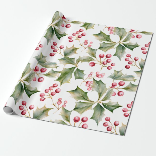 Papel De Regalo ¡Holly Berry Wrapping Paper! (Desenrollado)