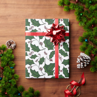 Papel De Regalo Holly branch y berry