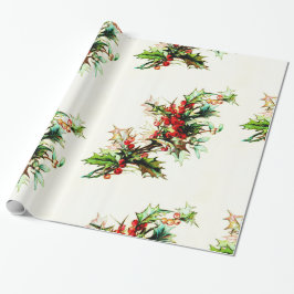 Papel De Regalo Holly con Navidades retro de Berries