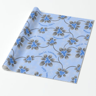 Papel De Regalo Holly Hanukkah Blue Floral