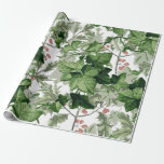 Papel De Regalo Holly Ivy Vintage Christmas Greenery Leaf Vine Red<br><div class="desc">Ilustraciones vintage de hojas de hiedra verde profundo sobre una vid con hojas huecas y bayas rojas en el fondo. Úsalo como un hermoso goftwrap para la temporada de vacaciones o para desvincular un regalo especial de Navidades hechos a mano.</div>