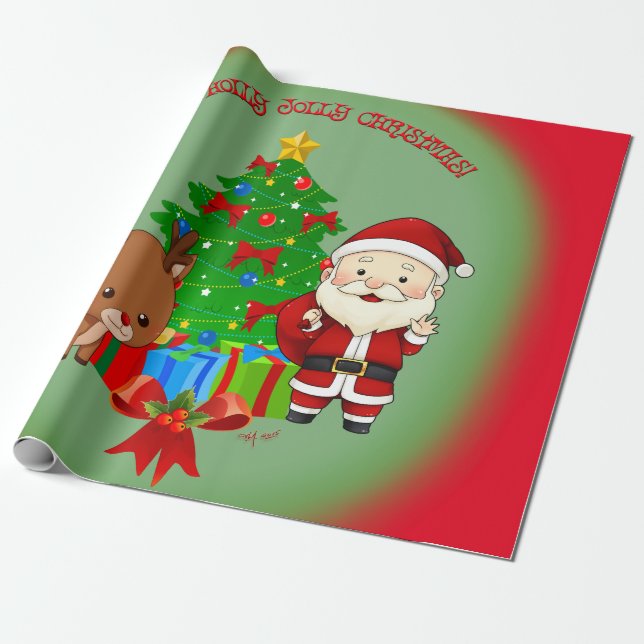 Papel De Regalo Holly Jolly (Desenrollado)