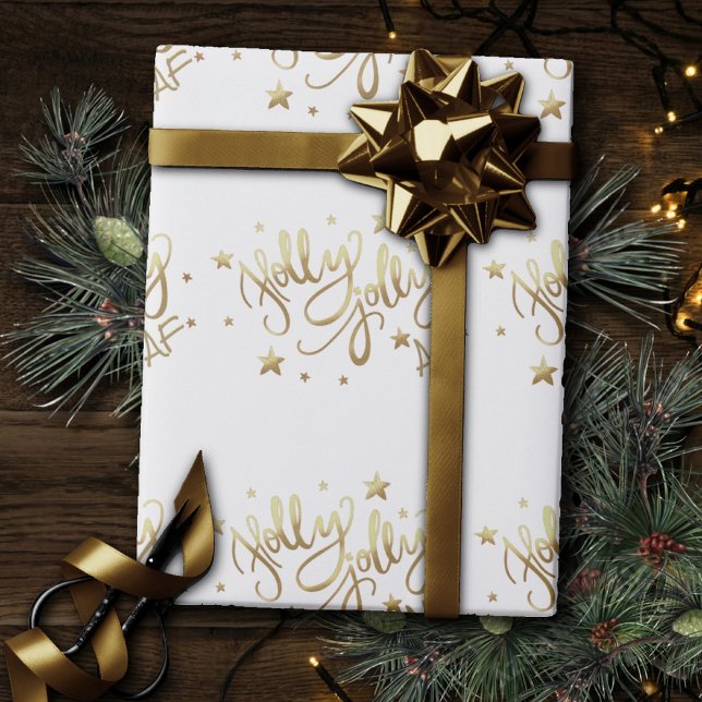 Papel De Regalo Holly Jolly AF | Guión de Relieve metalizado de Fa (Subido por el creador)