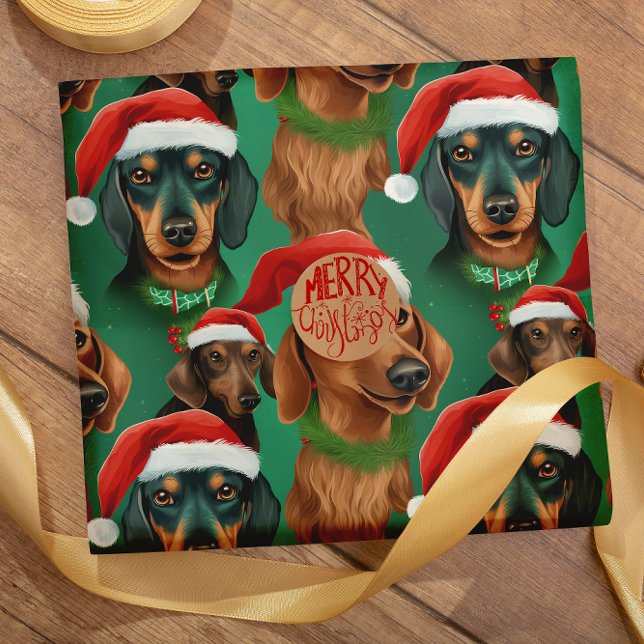 Papel De Regalo Holly Jolly Dachshunds (Subido por el creador)