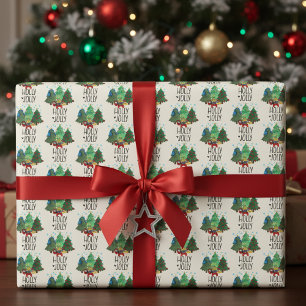 Papel De Regalo Holly Jolly Gamer Árbol de Navidad