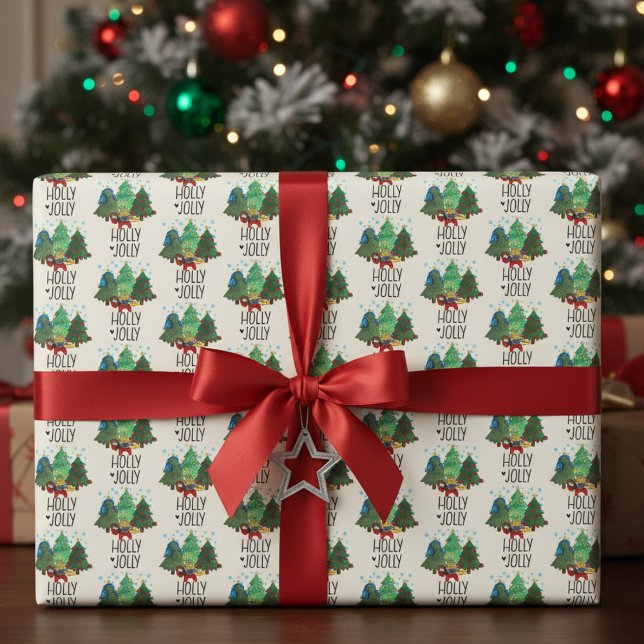 Papel De Regalo Holly Jolly Gamer Árbol de Navidad (Holly Jolly Gamer Christmas Tree Wrapping Paper)
