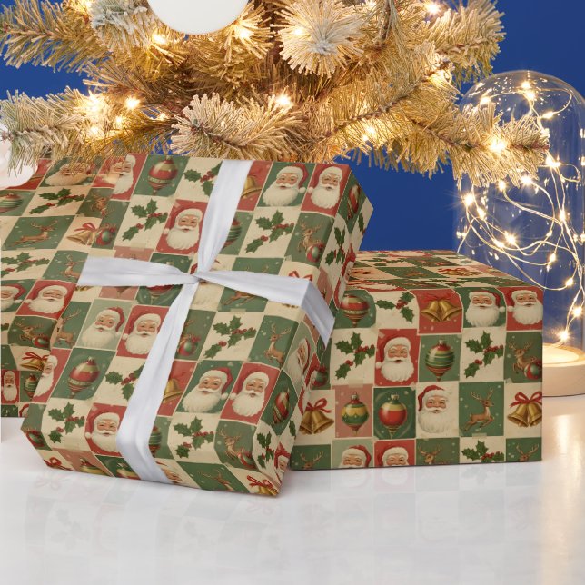 Papel De Regalo Holly Jolly Retro Christmas Collage (Vacaciones)