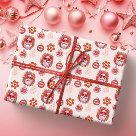 Papel De Regalo Holly Jolly Santa Vibes Pink Retro Holiday