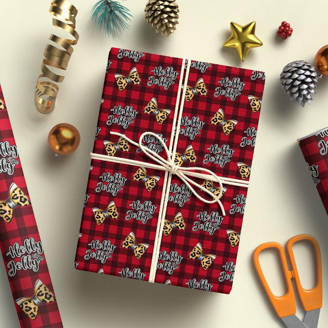 Papel De Regalo Holly Jolly Vibes Red Plaid Pattern Navidades (Subido por el creador)