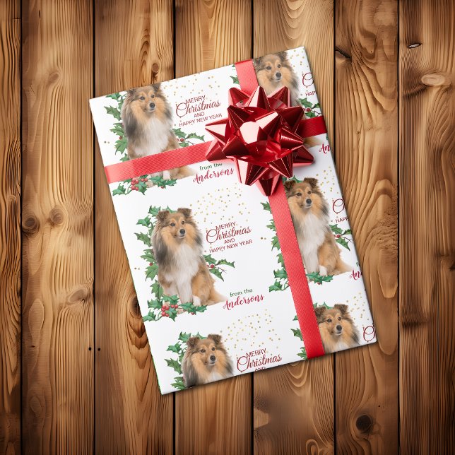 Papel De Regalo Holly Red Berry Shetland Sheepdog Christmas (Subido por el creador)