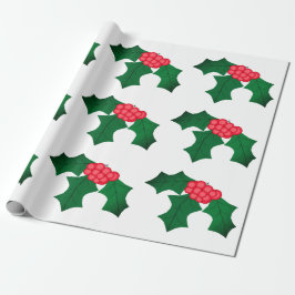 Papel De Regalo Holly White Wrapee Paper