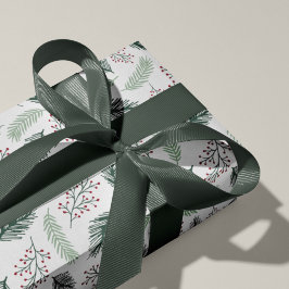 Papel De Regalo Holly y Pine | Patrón de vacaciones de Navidades