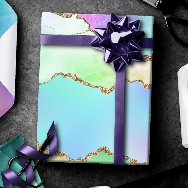 Papel De Regalo Holo Agate | Mármol falso irlandés Pastel Ombre (Subido por el creador)