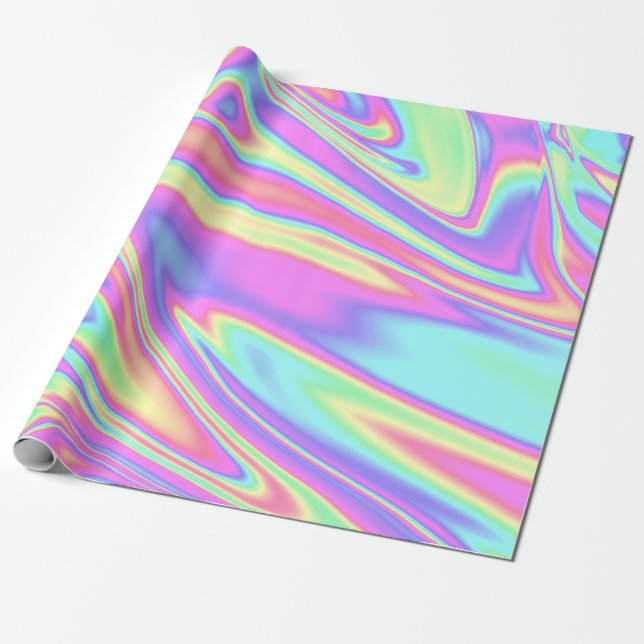Papel De Regalo Holográfico Pastel (Desenrollado)