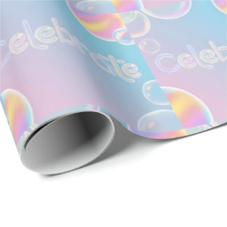 Papel De Regalo Holographic Celebration: "Celebrate" Typography