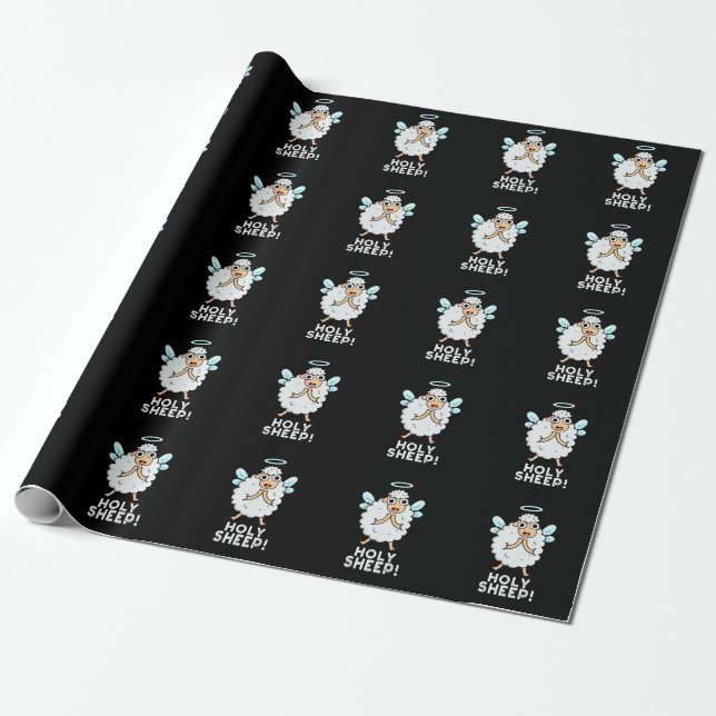 Papel De Regalo Holy Sheep Funny Animal Pun Dark BG (Desenrollado)