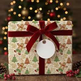 Papel De Regalo Hombre clásico de pan de jengibre y árbol de Navid