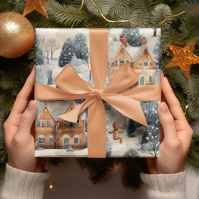 Papel De Regalo Hombre con pan de jengibre y Navidades con nieve e (Subido por el creador)