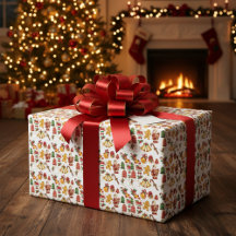 Hombre con pan de jengibre y Navidades tratan pape