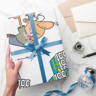 Papel De Regalo Hombre de dibujos animados divertido comprando pap