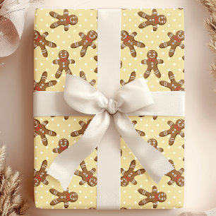 Papel De Regalo Hombre de Jengibre de Lunares Amarillos Navidad