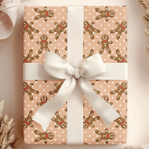 Papel De Regalo Hombre de Jengibre de Lunares Marrón Navidad