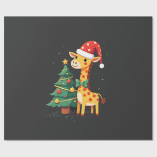Papel De Regalo Hombre de Jengibre Jirafa Sombrero de Santa Árbol