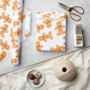 Papel De Regalo Hombre de jengibre marrón sobre blanco