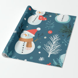 Papel De Regalo Hombre de nieve azul Rusti Cute Regalo de Navidad 