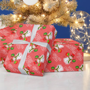 Papel De Regalo Hombre de nieve con sabor a rojo festivo o tu colo