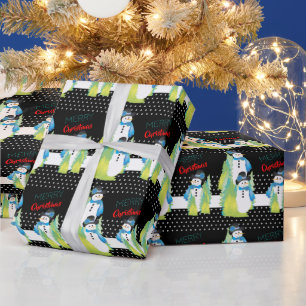Papel De Regalo Hombre de nieve moderno azul