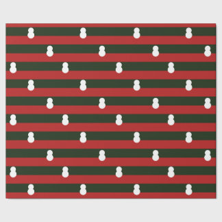 Papel De Regalo Hombre de nieve rayas rojas y verdes Navidad minim