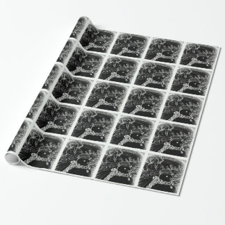 Papel De Regalo Hombre de nieve y Yaie en Navidades negros