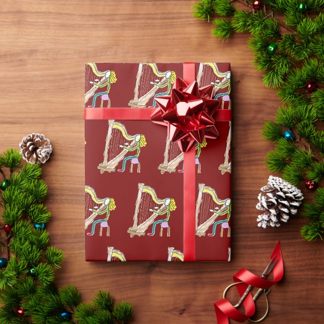 Papel De Regalo Hombre de Palos Tocando el Arpa (Regalo de vacaciones)